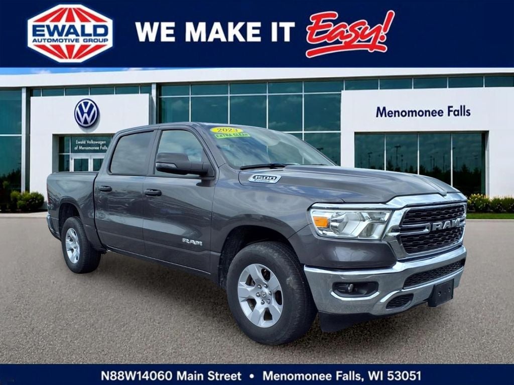 2023 RAM 1500 Big Horn/Lone Star in Granite Crystal Metallic Clearcoat — front three-quarter view