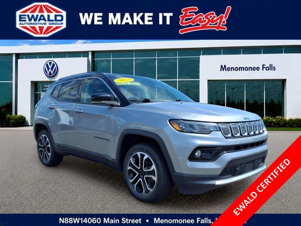 2022 Jeep Compass Limited in Billet Silver Metallic Clearcoat — front three-quarter view