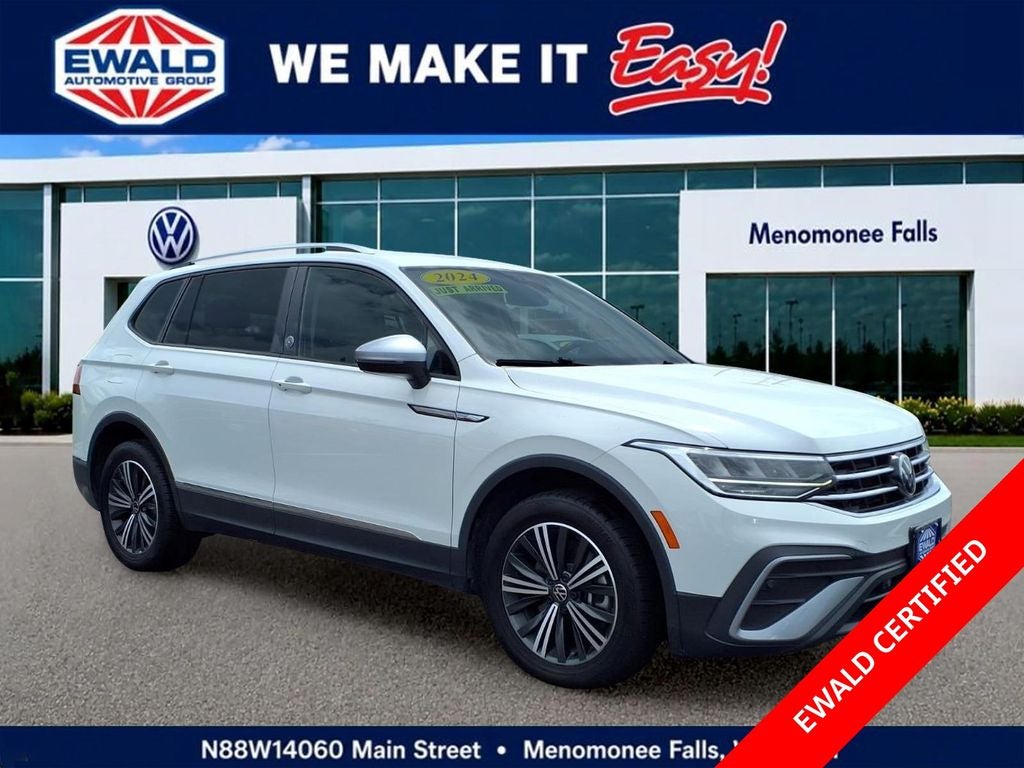 2024 Volkswagen Tiguan 2.0T Wolfsburg Edition in Opal White Pearl — front three-quarter view