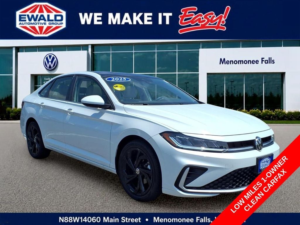 2025 Volkswagen Jetta 1.5T SE in Opal White — front three-quarter view