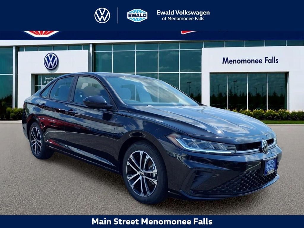 2026 Volkswagen Jetta 1.5T Sport in Black — front three-quarter view