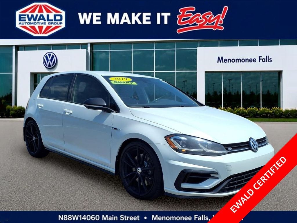 2019 Volkswagen Golf R DCC & Navigation 4Motion 6-Speed Manual in White — front three-quarter view